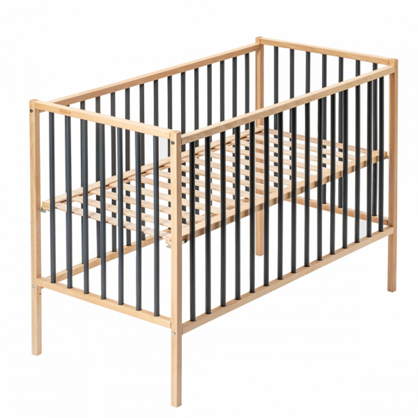 Lit en bois 60x120 cm rémi anthracite Combelle