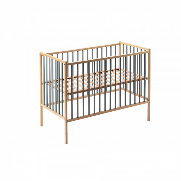 Lit en bois 60x120 cm rémi hybride bleu gris Combelle