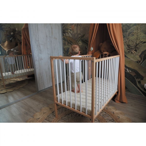 Lit en bois 60x120 cm rémi hybride bleu gris Combelle