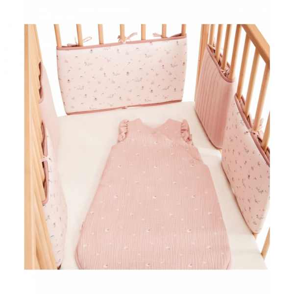 Protège barreaux de lit modulable bucolique rose Combelle