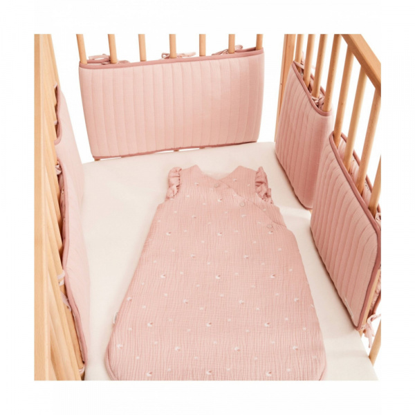 Protège barreaux de lit modulable bucolique rose Combelle