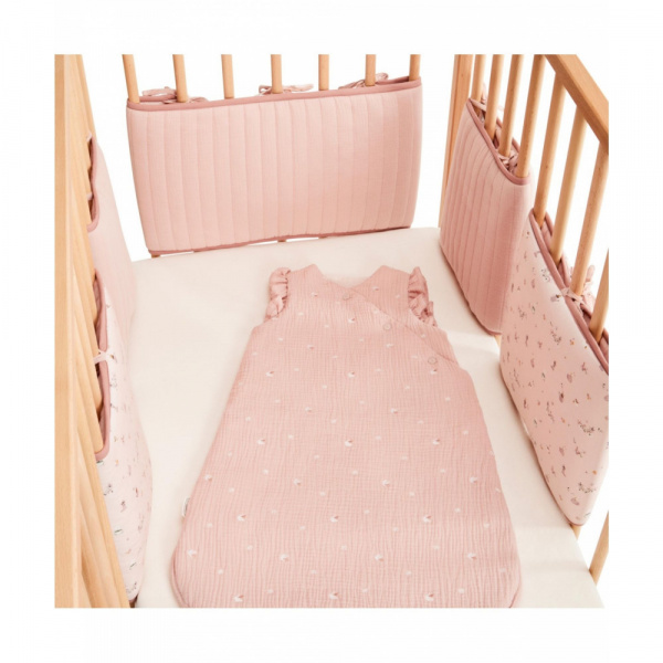 Protège barreaux de lit modulable bucolique rose Combelle