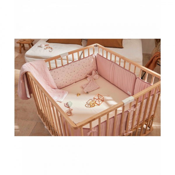 Protège barreaux de lit modulable bucolique rose Combelle
