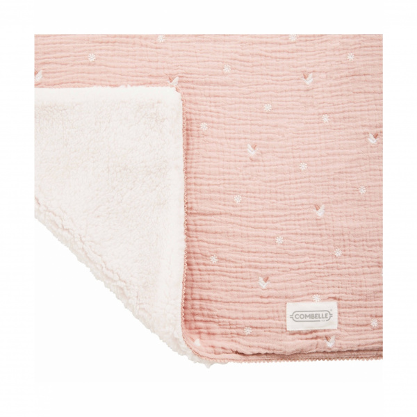 Couverture réversible 70 x 100 cm bucolique rose Combelle