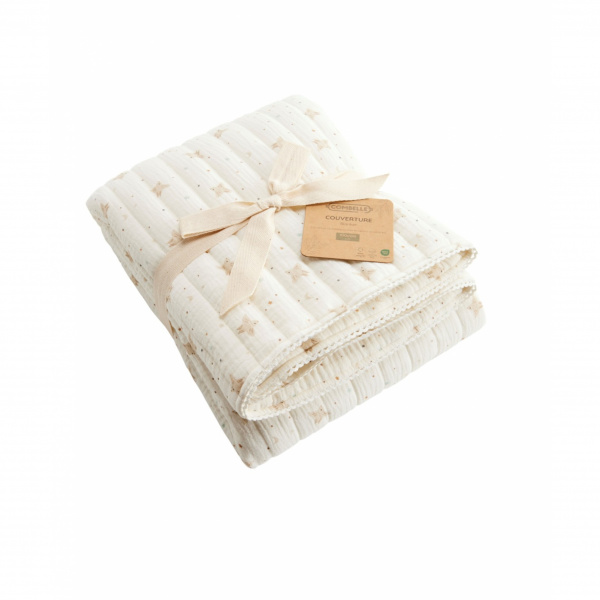 Couverture matelassée 100 x 100 cm hirondelle ecru Combelle
