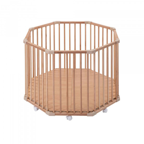 Parc octogonal bébé en bois basile vernis naturel Combelle