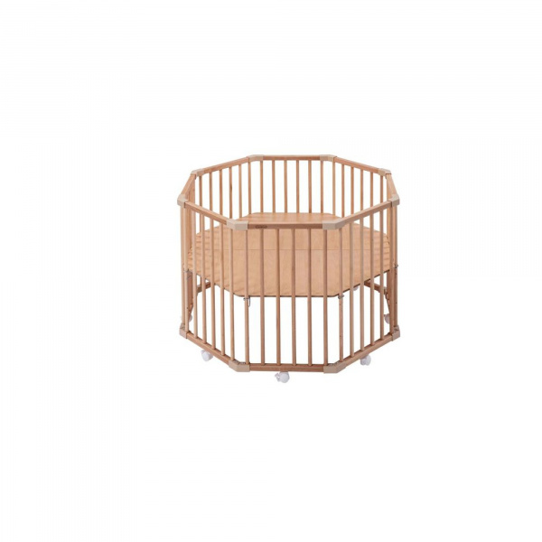 Parc octogonal bébé en bois basile vernis naturel Combelle