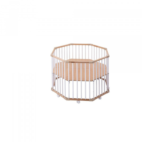 Parc octogonal bébé en bois basile hybride blanc Combelle