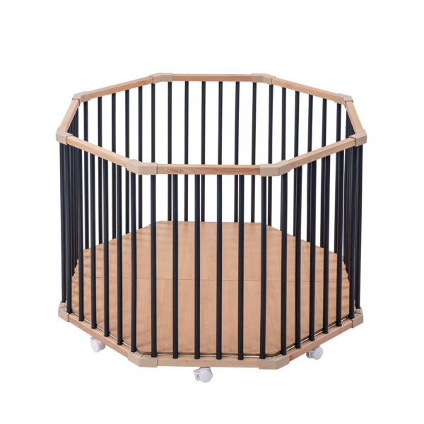 Parc octogonal bébé en bois basile hybride anthracite Combelle