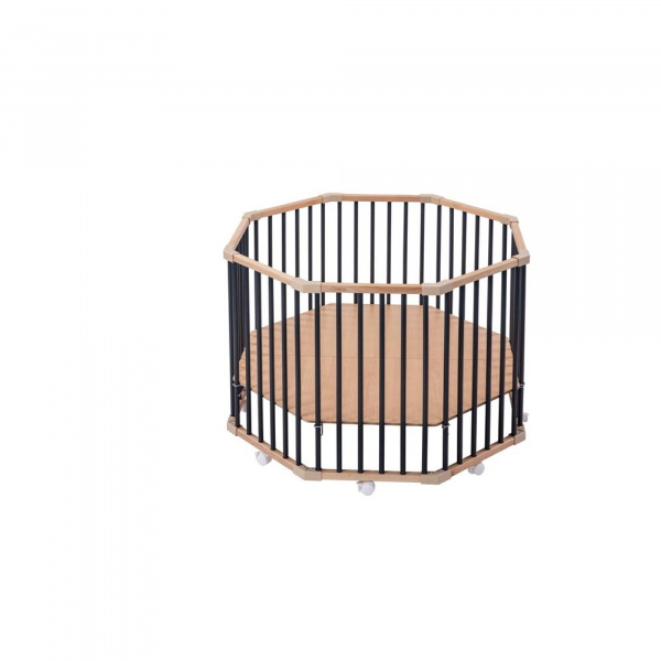 Parc octogonal bébé en bois basile hybride anthracite Combelle