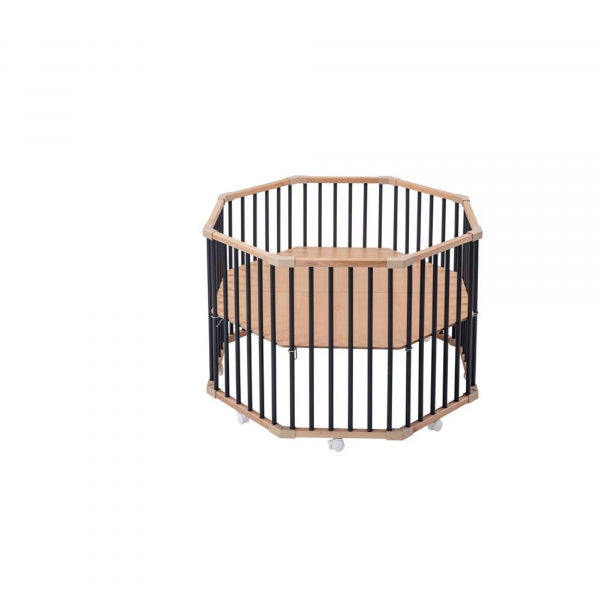 Parc octogonal bébé en bois basile hybride anthracite Combelle