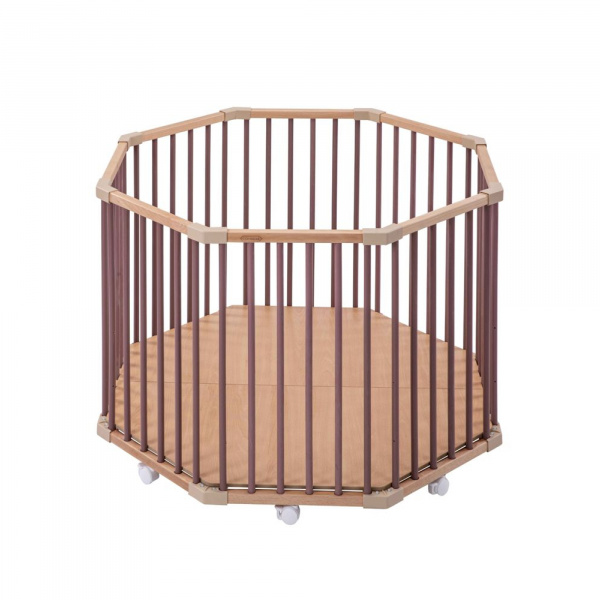 Parc octogonal bébé en bois basile hybride vieux rose Combelle