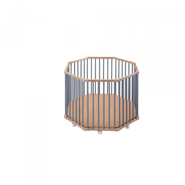 Parc octogonal bébé en bois basile hybride bleu gris Combelle