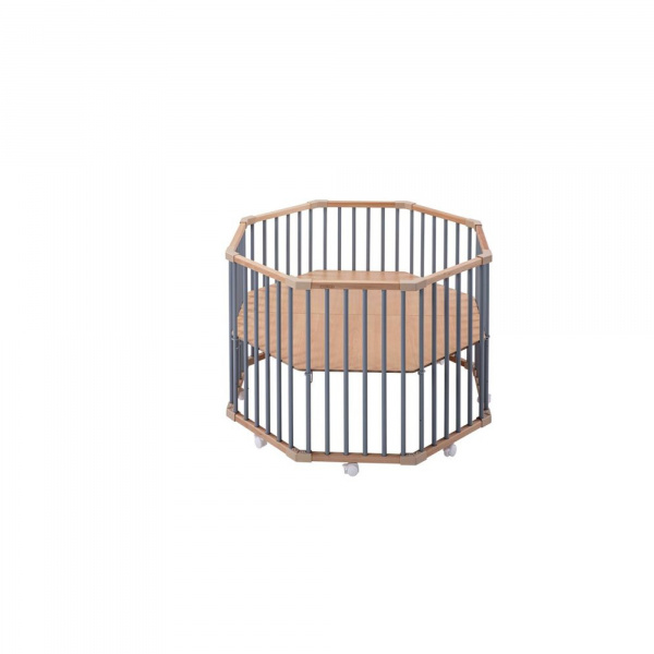 Parc octogonal bébé en bois basile hybride bleu gris Combelle