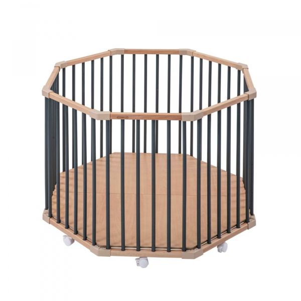 Parc octogonal bébé en bois basile hybride kaki Combelle