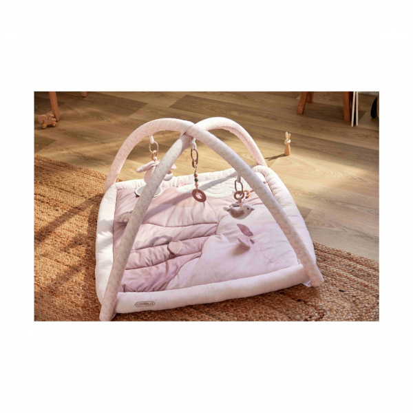 Tapis d'éveil ouatiné avec arche de jeux vert Combelle