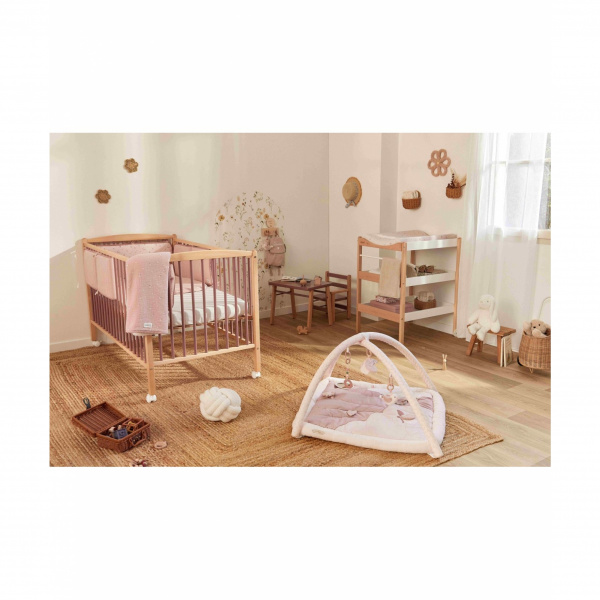 Tapis d'éveil ouatiné avec arche de jeux vert Combelle