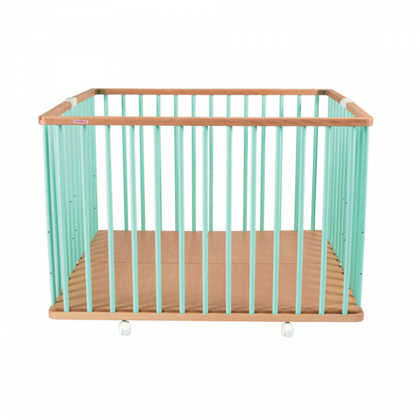 Parc bébé pliant carré gaby avec plancher réglable hybride vert mint Combelle