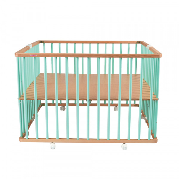 Parc bébé pliant carré gaby avec plancher réglable hybride vert mint Combelle