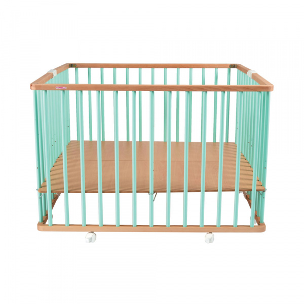 Parc bébé pliant carré gaby avec plancher réglable hybride vert mint Combelle