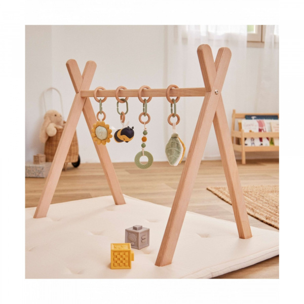 Arche de jeux en bois avec son set d'activités vert Combelle