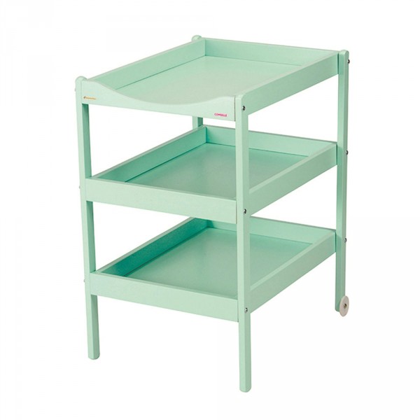 Table à langer susie 3 plateaux laque vert mint Combelle