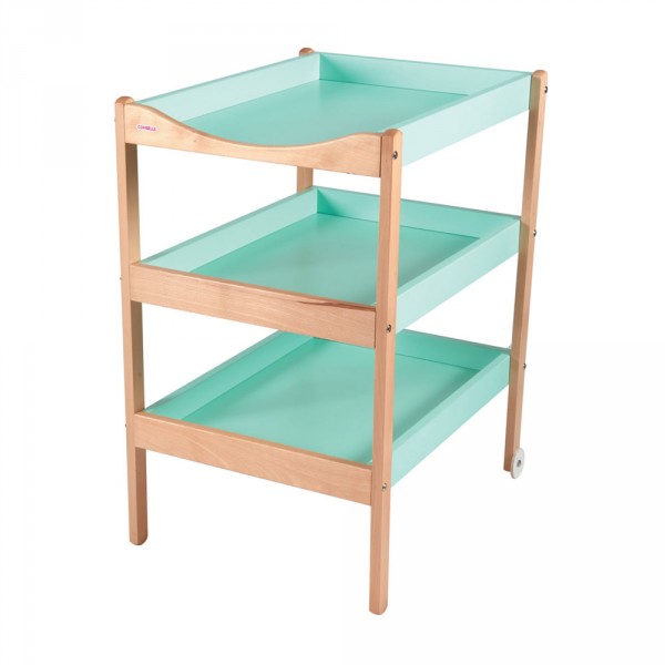 Table à langer susie 3 plateaux hybride vert mint Combelle