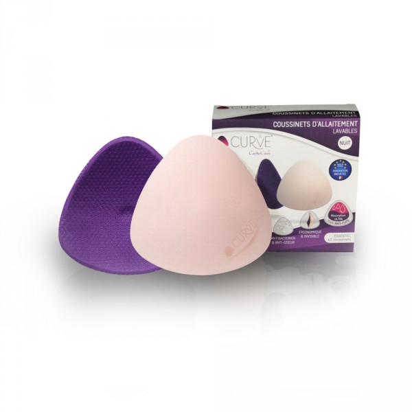 2 coussinets d'allaitement lavables curve essentiel nuit violine