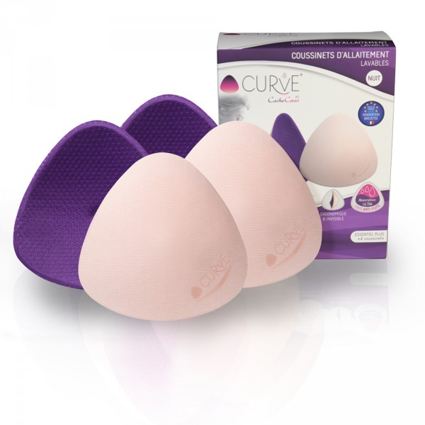 4 coussinets d'allaitement lavables curve essentiel nuit violine