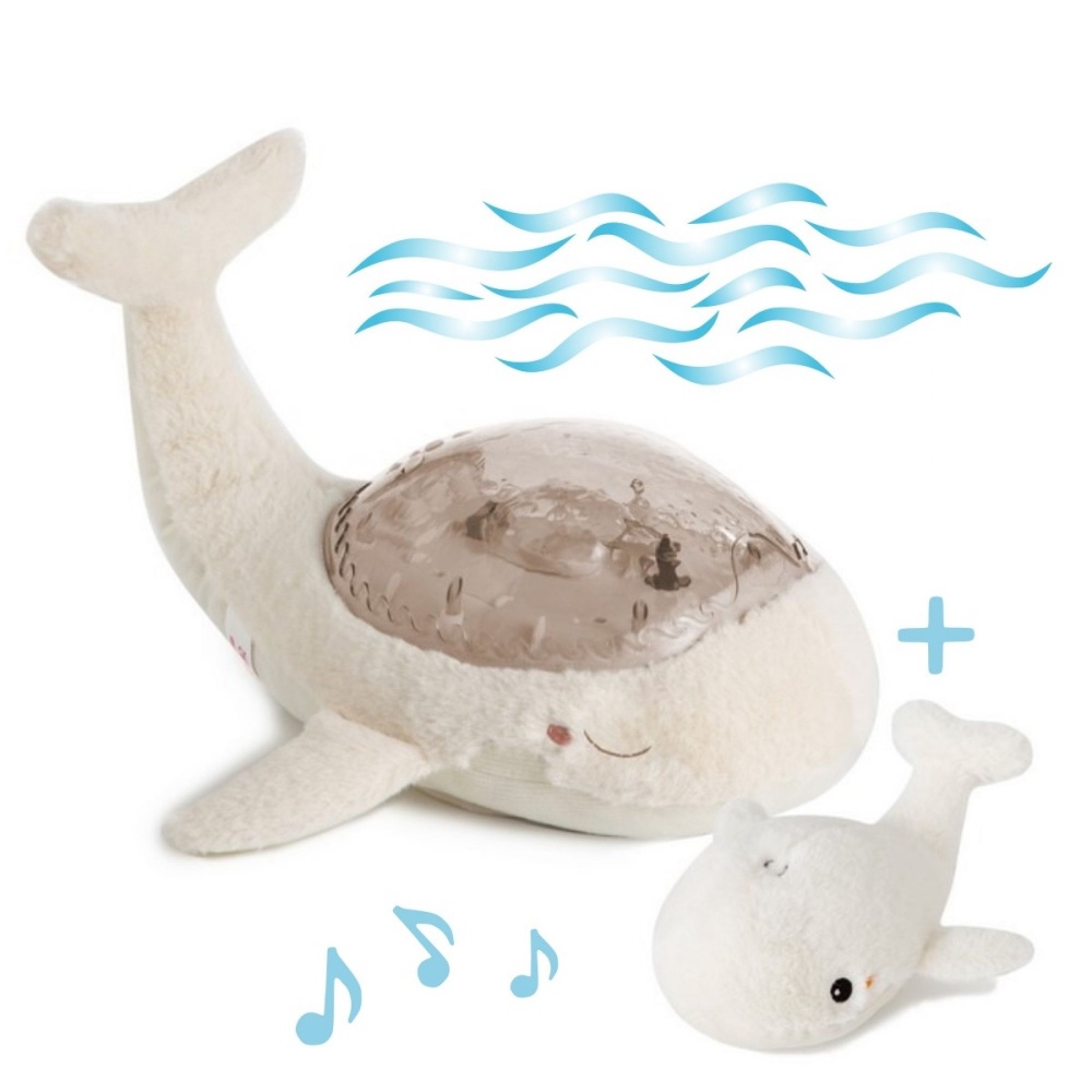 Veilleuse bébé projection plafond musicale famille baleine tranquille  blanche de Cloud b sur allobébé