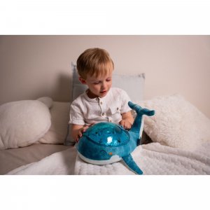 Peluche musicale à projection lumineuse baleine tranquille family bleu rechargeable Cloud b