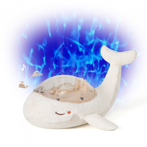 Peluche musicale à projection lumineuse baleine tranquille family blanc rechargeable Cloud b