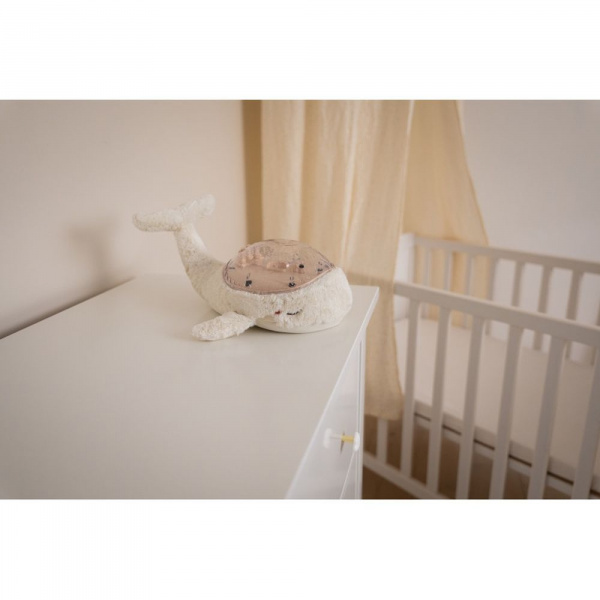 Peluche musicale à projection lumineuse baleine tranquille family blanc rechargeable Cloud b