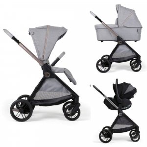 Poussette trio bellagio + siège auto first seat recline i-size black satin + nacelle flexi lunar rock Chicco