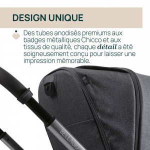 Poussette trio bellagio + siège auto first seat recline i-size black satin + nacelle flexi lunar rock Chicco