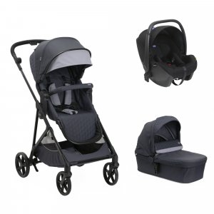 Poussette trio seety boston grey + siège auto kory i-size essential + nacelle seety Chicco