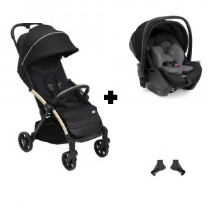 Poussette duo goody xplus - black re_lux + siège auto first seat recline i-size black satin Chicco