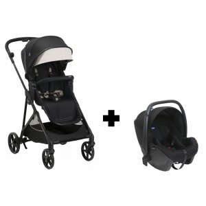 Poussette duo seety + siège auto kory i-size etna black Chicco