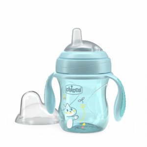 Tasse transition bec souple silicone 4m + bleu Chicco