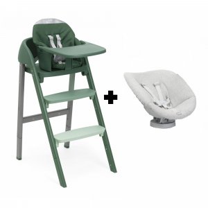 Chaise haute évolutive crescendo up 2en1 imperial green re_lux + siège de naissance Chicco