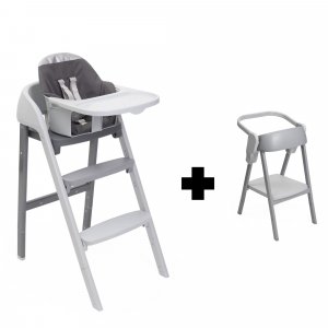 Chaise haute crescendo up steel cloud re_lux + kit tour d'observation crescendo up grey Chicco