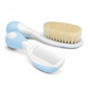 Peigne et brosse bleu clair