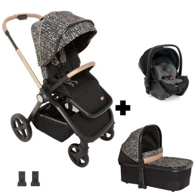 Poussette trio mysa dew re_lux + siège auto first seat recline i-size black satin + nacelle