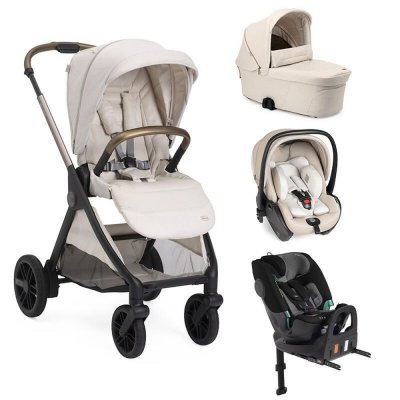 Poussette trio bellagio 2 + first seat recline + nacelle flexi + fullseat 360 avec base amber glow