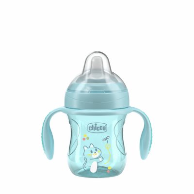 Tasse transition bec souple silicone 4m + bleu