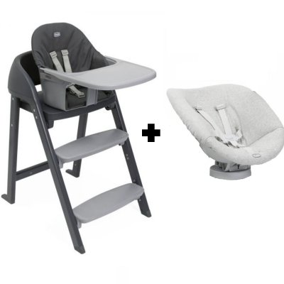 Chaise haute évolutive crescendo up 2en1 etna black re_lux + siège de naissance