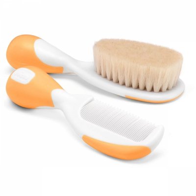 Peigne et brosse soie orange