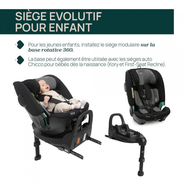 Siège auto fullseat 360 i-size black satin Chicco