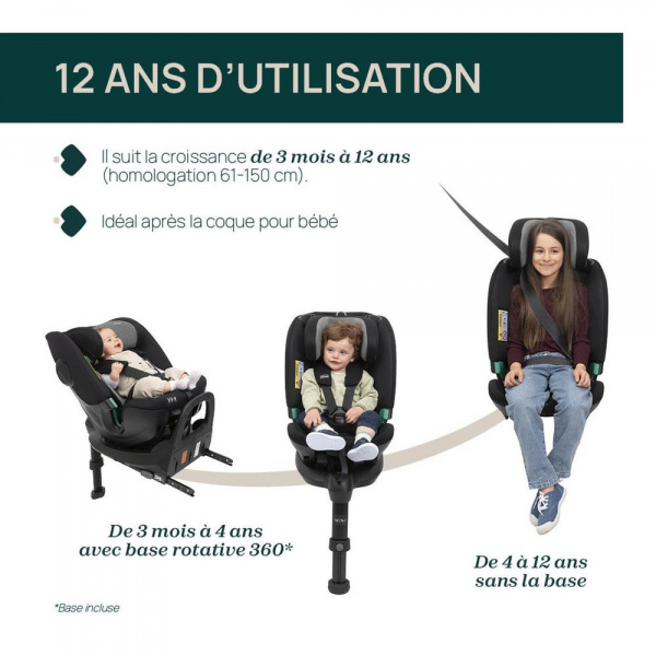 Siège auto fullseat 360 i-size avec base black satin Chicco