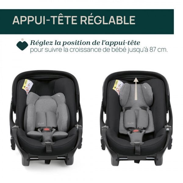 Poussette duo mysa dew re_lux + siège auto first seat recline i-size black satin Chicco